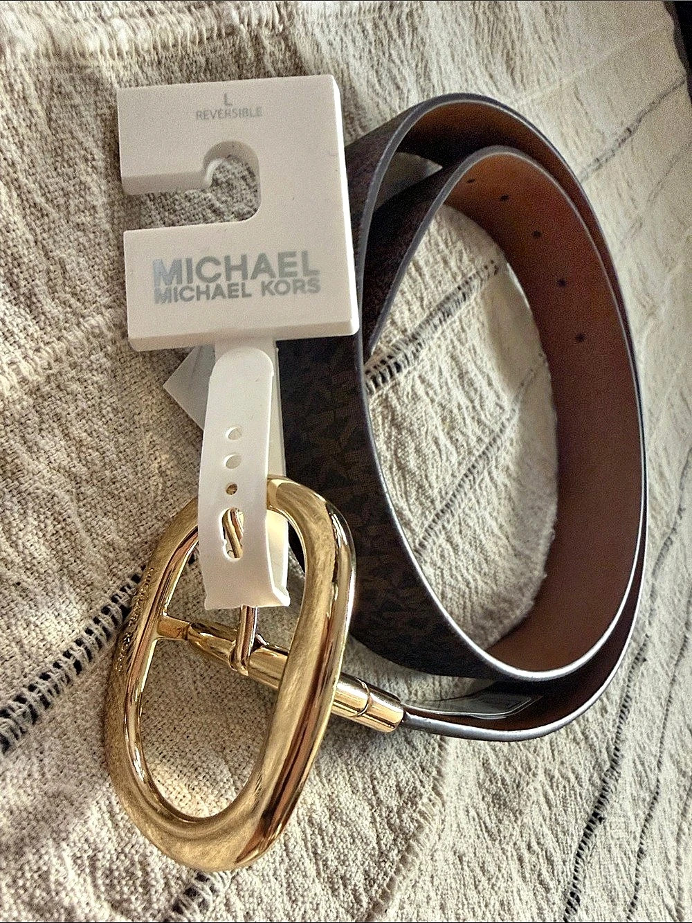 Michael Kors Monogram Twist Reversible Belt Brown & Black Large